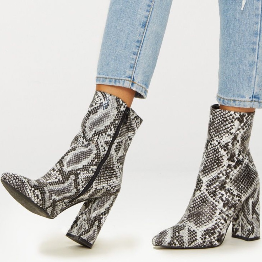 Snakeskin booties